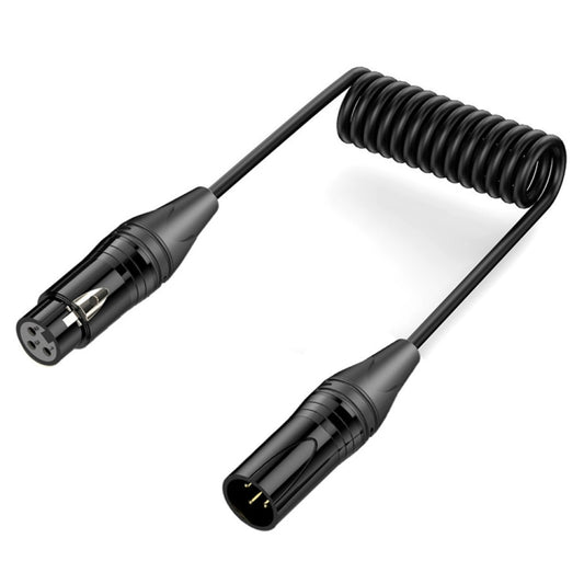 Audio Microphone Balanced Shielded Coiled Pure Copper Cable, Length: 0.5m, XLR 3 Pin Male to XLR 3 Pin Female