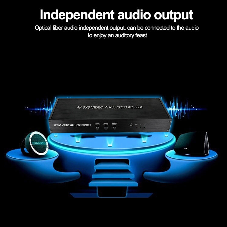 NK-BT88 4K 3x3 HDMI Video Wall Controller Multi-screen Splicing Processor with Remote Controller, UK Plug, US Plug