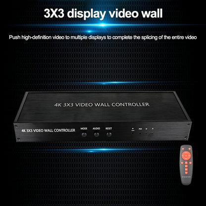 NK-BT88 4K 3x3 HDMI Video Wall Controller Multi-screen Splicing Processor with Remote Controller, UK Plug, US Plug