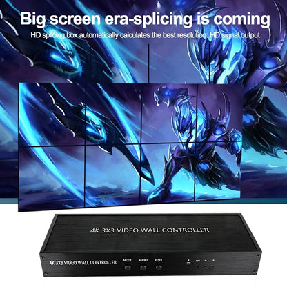 NK-BT88 4K 3x3 HDMI Video Wall Controller Multi-screen Splicing Processor with Remote Controller, UK Plug, US Plug
