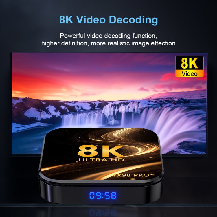 TX98 Pro+ 8K UHD Android 13 Smart TV Box with Remote Control, RK3528 Quad-Core, 2GB+16GB, 4GB+32GB, 4GB+64GB