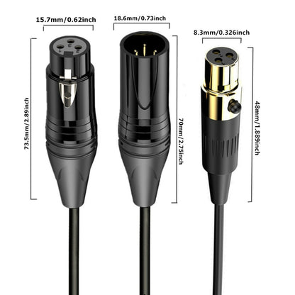 Audio Mixer Mini Microphone Coiled Audio Cable, Length: 0.5m, Mini XLR Female to XLR Male, Mini XLR Female to XLR Female