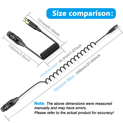 Audio Mixer Mini Microphone Coiled Audio Cable, Length: 0.5m, Mini XLR Female to XLR Male, Mini XLR Female to XLR Female