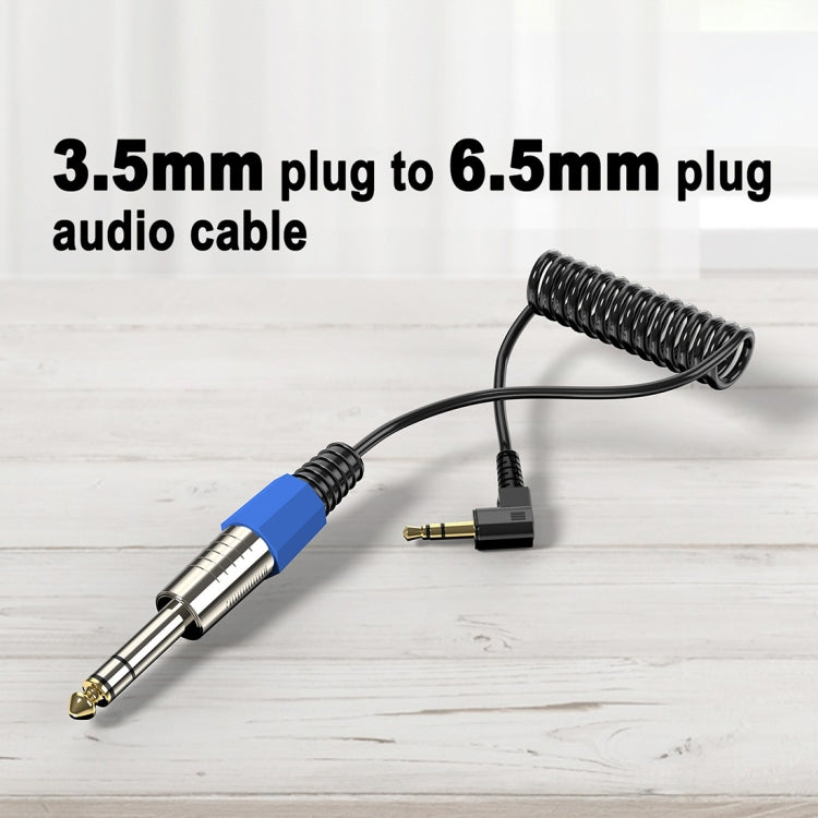 Guitar Loudspeaker Coiled 6.35mm Audio Cable, Length: 0.5m, 6.5mm to 3.5mm Elbow