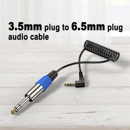 Guitar Loudspeaker Coiled 6.35mm Audio Cable, Length: 0.5m, 6.5mm to 3.5mm Elbow