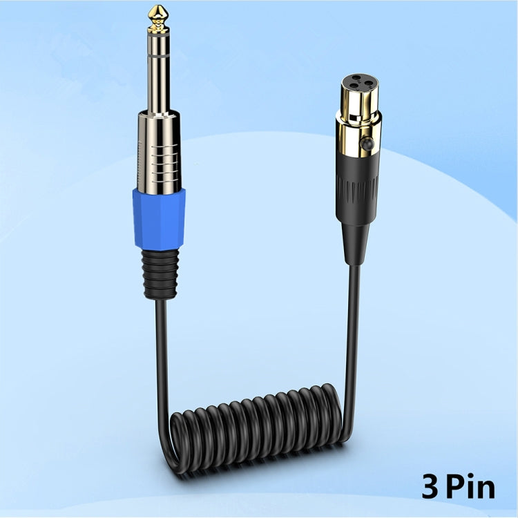 Stereo Microphone Aux Audio Cable Coiled Adapter Cable, Length: 0.5m, Mini 3 Pin XLR to 6.35mm, Mini 4 Pin XLR to 6.35mm