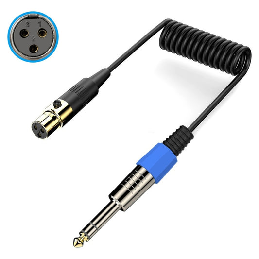 Stereo Microphone Aux Audio Cable Coiled Adapter Cable, Length: 0.5m, Mini 3 Pin XLR to 6.35mm, Mini 4 Pin XLR to 6.35mm