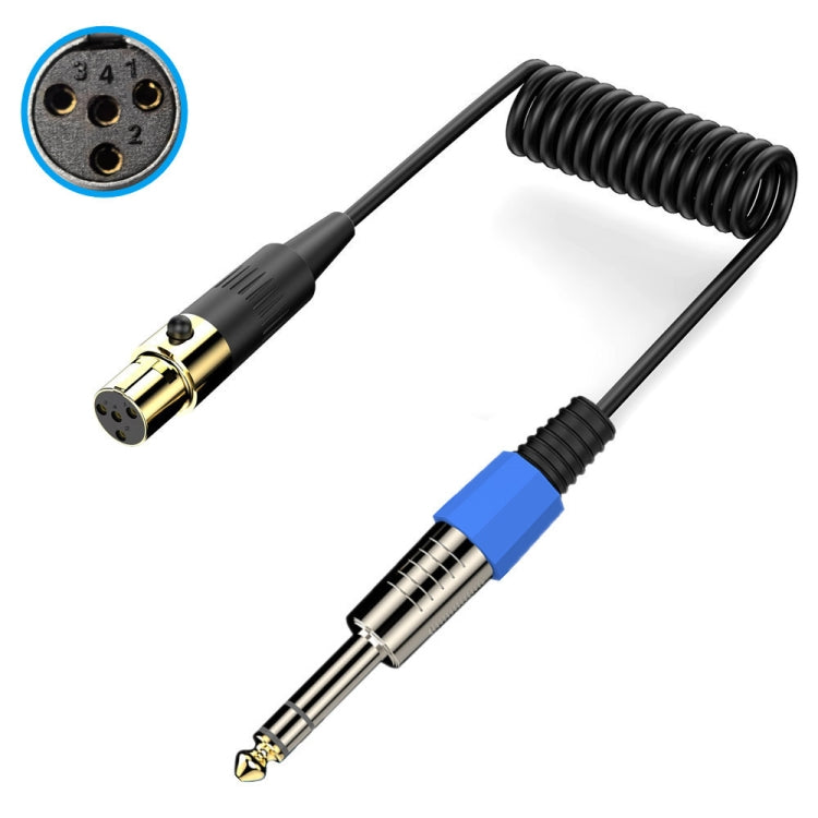 Stereo Microphone Aux Audio Cable Coiled Adapter Cable, Length: 0.5m, Mini 3 Pin XLR to 6.35mm, Mini 4 Pin XLR to 6.35mm