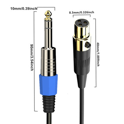 Stereo Microphone Aux Audio Cable Coiled Adapter Cable, Length: 0.5m, Mini 3 Pin XLR to 6.35mm, Mini 4 Pin XLR to 6.35mm