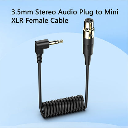 PC Camera Microphone Coiled Stereo Audio Adapter Cable, Length: 0.5m, Mini 3 Pin XLR Female to 3.5mm TRS, Mini 4 Pin XLR Female to 3.5mm TRS