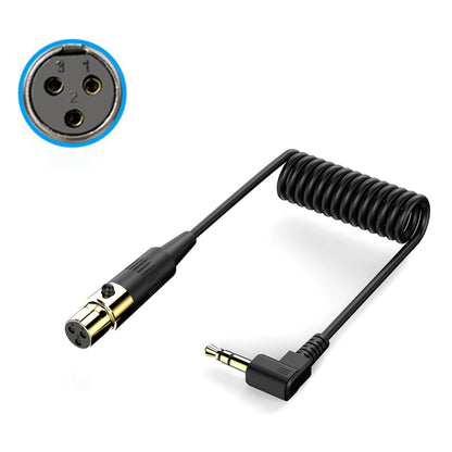 PC Camera Microphone Coiled Stereo Audio Adapter Cable, Length: 0.5m, Mini 3 Pin XLR Female to 3.5mm TRS, Mini 4 Pin XLR Female to 3.5mm TRS