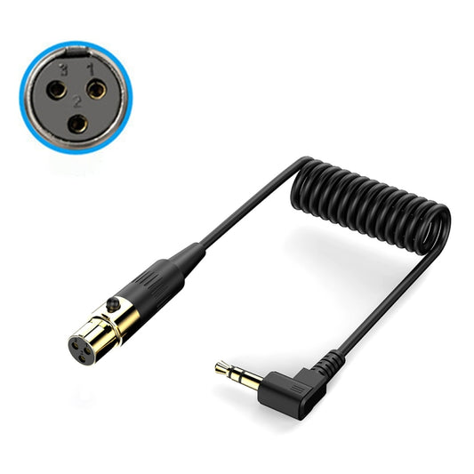 PC Camera Microphone Coiled Stereo Audio Adapter Cable, Length: 0.5m, Mini 3 Pin XLR Female to 3.5mm TRS, Mini 4 Pin XLR Female to 3.5mm TRS