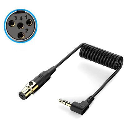 PC Camera Microphone Coiled Stereo Audio Adapter Cable, Length: 0.5m, Mini 3 Pin XLR Female to 3.5mm TRS, Mini 4 Pin XLR Female to 3.5mm TRS