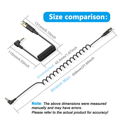 PC Camera Microphone Coiled Stereo Audio Adapter Cable, Length: 0.5m, Mini 3 Pin XLR Female to 3.5mm TRS, Mini 4 Pin XLR Female to 3.5mm TRS