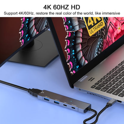ADS-336 5 in 1 4K 60Hz HDMI, 2 x USB-C / Type-C, 2 x USB Multi-function HUB Expander, 5 in 1 (Dark Grey)