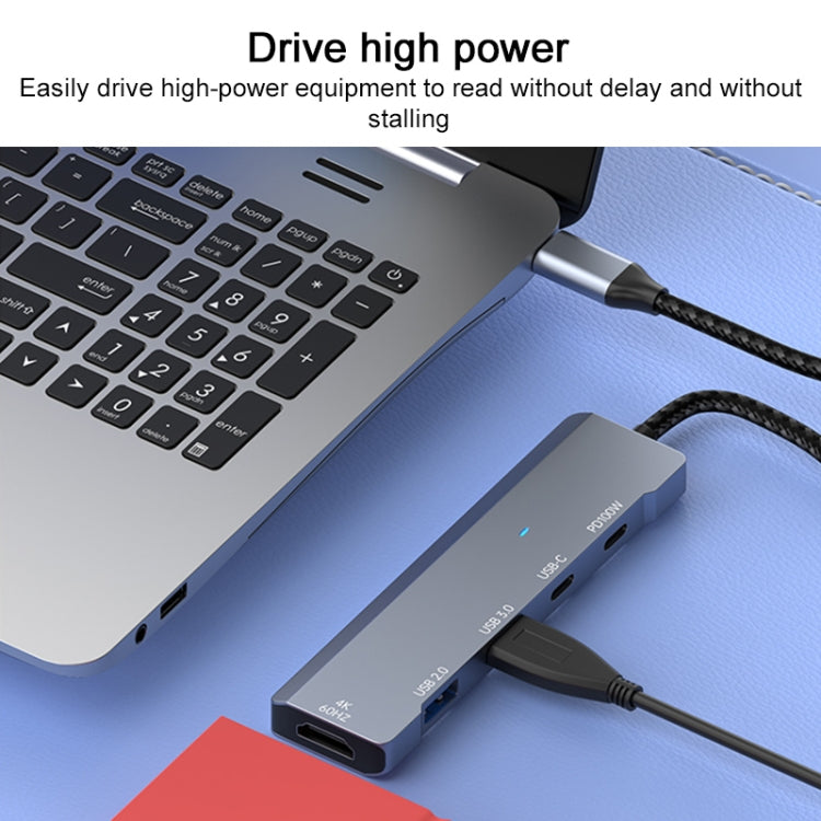 ADS-336 5 in 1 4K 60Hz HDMI, 2 x USB-C / Type-C, 2 x USB Multi-function HUB Expander, 5 in 1 (Dark Grey)