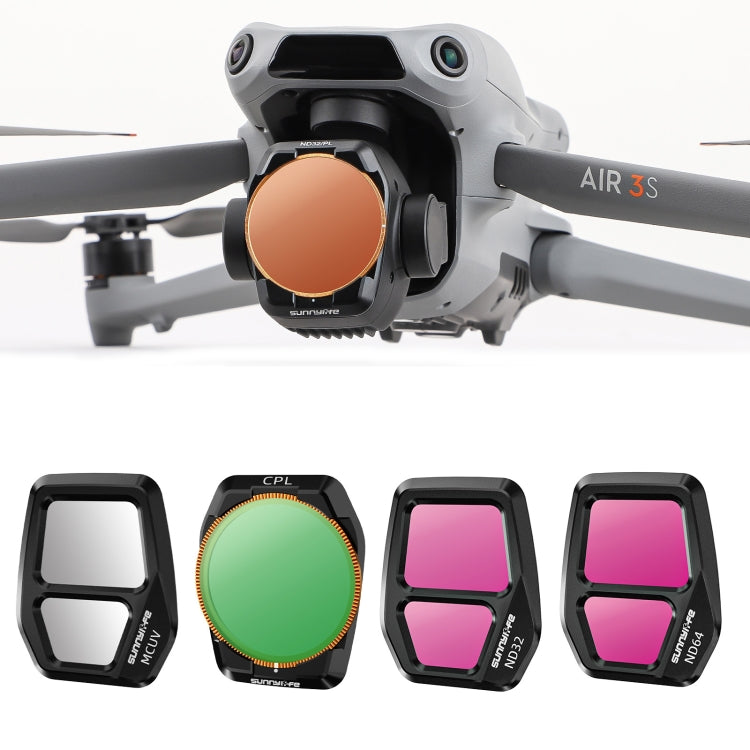 For DJI Air 3S Sunnylife Camera Lens Filter, MCUV, ND8, ND16, ND32, ND64, CPL, ND8PL, ND16PL, ND32PL, ND64PL, 3 in 1 CPL ND8 ND16, 4 in 1 ND8-64, 4 in 1 ND8-64PL, 4 in 1 UV CPL ND32 ND64, 6 in 1 UV CPL ND8-64