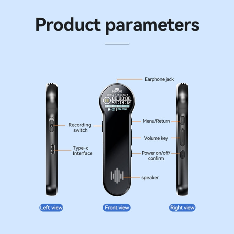 Q98 1 inch Color Screen HD Noise Reduction Voice Recording Pen, 4GB, 8GB, 16GB, 32GB, 64GB