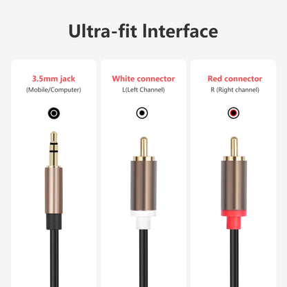 3.5mm Male to 2 RCA Male Audio Cable Amplifier Connector, 1m, 2m, 3m