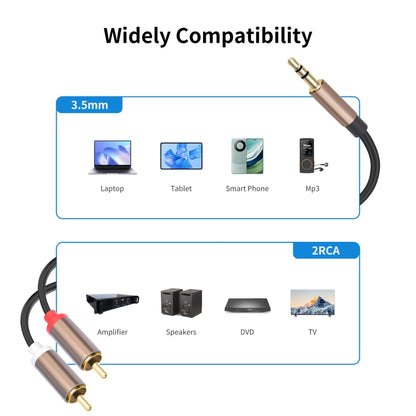 3.5mm Male to 2 RCA Male Audio Cable Amplifier Connector, 1m, 2m, 3m