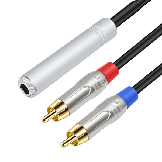 6.35mm 1/4 TRS Stereo Female to Dual RCA Male Y-type Audio Cable, 6.35mm F to 2 RCA