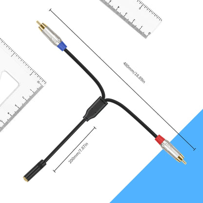 3.5mm 1/8 TRS Stereo Female to Dual RCA Male Y-type Audio Cable, 3.5mm F to 2 RCA