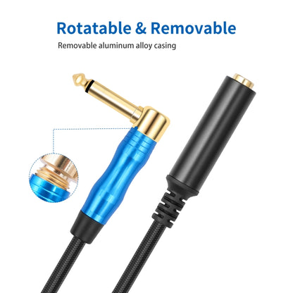 6.35mm 1/4 TRS Male Mono Elbow to Female Electric Guitar Audio Cable, 0.3m, 1m, 1.8m