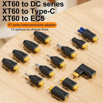 Interchange Adapter, XT-001 XT60 to 5525, XT-002 Type-C to XT60 20V, XT-003 XT60 to EC5, XT-004 XT60 to 7.9x0.9, XT-005 XT60 to 5.5x2.1, XT-006 XT60 to 7.9x0.9, XT-007 XT60 to 7.4x0.6, XT-008 XT60 to 5.5x2.5, XT-009 XT60 Male to XT60 Male...