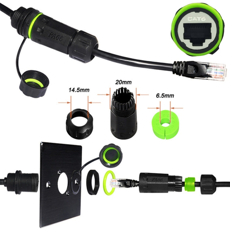 RJ45 8P8C Male to Female IP68 CAT6 Ethernet Connector, CAT6 Ethernet Connector