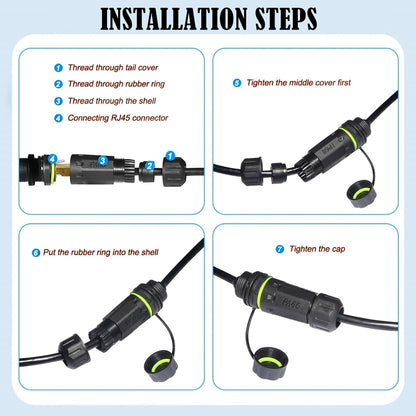 RJ45 8P8C Male to Female IP68 CAT6 Ethernet Connector, CAT6 Ethernet Connector
