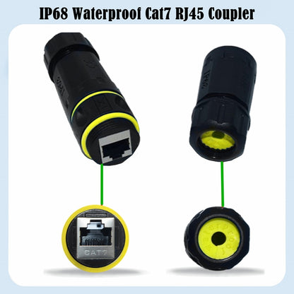 IP68 Waterproof Cat7 RJ45 Shielded Pure Copper Ethernet Coupler, Cat7 Ethernet Coupler