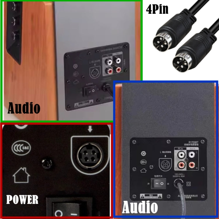 MD DIN 4 Pin Male to Male AC/DC Power Audio Adapter Cable, 0.5m, 1m, 1.5m, 3m, 5m