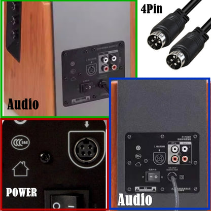 MD DIN 4 Pin Male to Male AC/DC Power Audio Adapter Cable, 0.5m, 1m, 1.5m, 3m, 5m