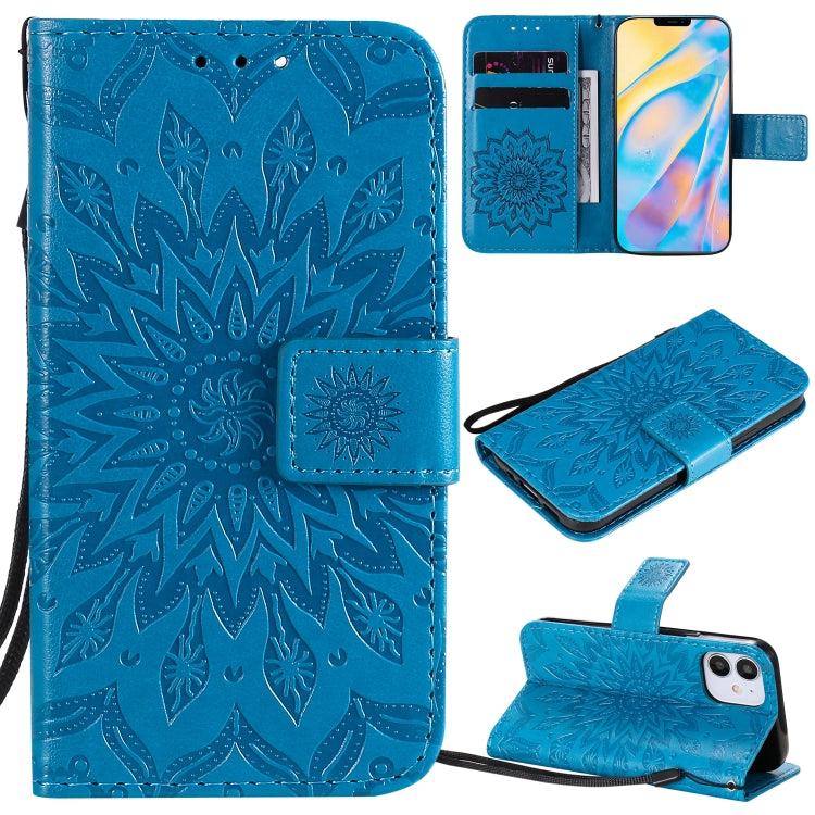 Pressed Printing Sunflower Pattern Horizontal Flip PU Leather Case Holder & Card Slots & Wallet & Lanyard, For iPhone 12 mini, For iPhone 12 / 12 Pro, For iPhone 12 Pro Max, For LG G9, For LG K41S & K51S, For LG K50S