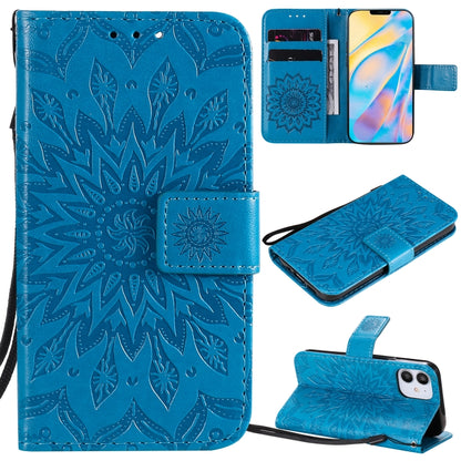 Pressed Printing Sunflower Pattern Horizontal Flip PU Leather Case Holder & Card Slots & Wallet & Lanyard, For iPhone 12 mini, For iPhone 12 / 12 Pro, For iPhone 12 Pro Max, For LG G9, For LG K41S & K51S, For LG K50S