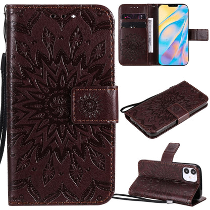 Pressed Printing Sunflower Pattern Horizontal Flip PU Leather Case Holder & Card Slots & Wallet & Lanyard, For iPhone 12 mini, For iPhone 12 / 12 Pro, For iPhone 12 Pro Max, For LG G9, For LG K41S & K51S, For LG K50S