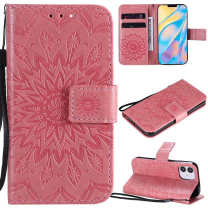 Pressed Printing Sunflower Pattern Horizontal Flip PU Leather Case Holder & Card Slots & Wallet & Lanyard, For iPhone 12 mini, For iPhone 12 / 12 Pro, For iPhone 12 Pro Max, For LG G9, For LG K41S & K51S, For LG K50S