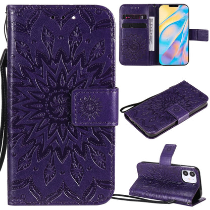 Pressed Printing Sunflower Pattern Horizontal Flip PU Leather Case Holder & Card Slots & Wallet & Lanyard, For iPhone 12 mini, For iPhone 12 / 12 Pro, For iPhone 12 Pro Max, For LG G9, For LG K41S & K51S, For LG K50S