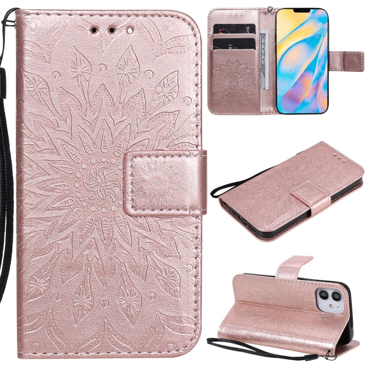 Pressed Printing Sunflower Pattern Horizontal Flip PU Leather Case Holder & Card Slots & Wallet & Lanyard, For iPhone 12 mini, For iPhone 12 / 12 Pro, For iPhone 12 Pro Max, For LG G9, For LG K41S & K51S, For LG K50S