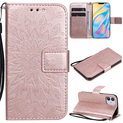 Pressed Printing Sunflower Pattern Horizontal Flip PU Leather Case Holder & Card Slots & Wallet & Lanyard, For iPhone 12 mini, For iPhone 12 / 12 Pro, For iPhone 12 Pro Max, For LG G9, For LG K41S & K51S, For LG K50S