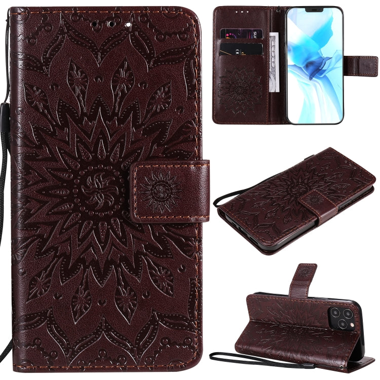 Pressed Printing Sunflower Pattern Horizontal Flip PU Leather Case Holder & Card Slots & Wallet & Lanyard, For iPhone 12 mini, For iPhone 12 / 12 Pro, For iPhone 12 Pro Max, For LG G9, For LG K41S & K51S, For LG K50S