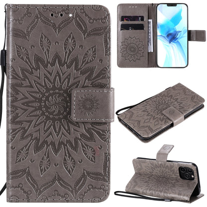 Pressed Printing Sunflower Pattern Horizontal Flip PU Leather Case Holder & Card Slots & Wallet & Lanyard, For iPhone 12 mini, For iPhone 12 / 12 Pro, For iPhone 12 Pro Max, For LG G9, For LG K41S & K51S, For LG K50S