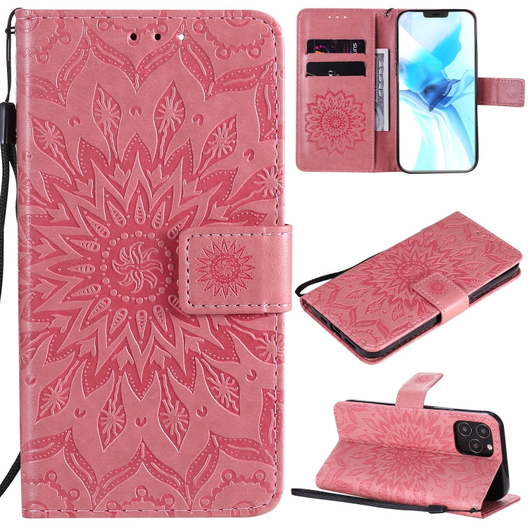 Pressed Printing Sunflower Pattern Horizontal Flip PU Leather Case Holder & Card Slots & Wallet & Lanyard, For iPhone 12 mini, For iPhone 12 / 12 Pro, For iPhone 12 Pro Max, For LG G9, For LG K41S & K51S, For LG K50S