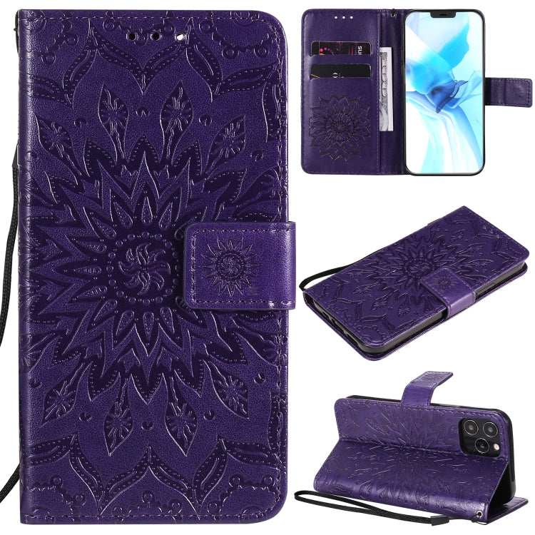 Pressed Printing Sunflower Pattern Horizontal Flip PU Leather Case Holder & Card Slots & Wallet & Lanyard, For iPhone 12 mini, For iPhone 12 / 12 Pro, For iPhone 12 Pro Max, For LG G9, For LG K41S & K51S, For LG K50S