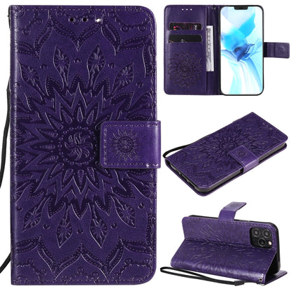 Pressed Printing Sunflower Pattern Horizontal Flip PU Leather Case Holder & Card Slots & Wallet & Lanyard, For iPhone 12 mini, For iPhone 12 / 12 Pro, For iPhone 12 Pro Max, For LG G9, For LG K41S & K51S, For LG K50S