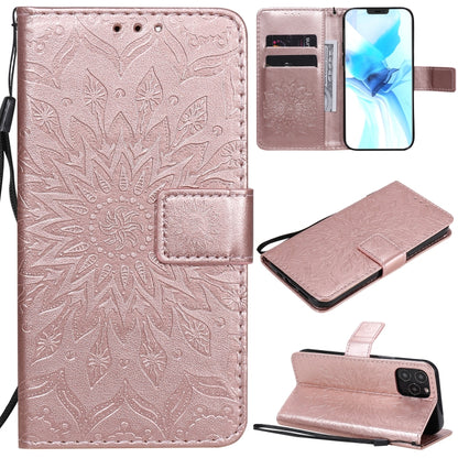 Pressed Printing Sunflower Pattern Horizontal Flip PU Leather Case Holder & Card Slots & Wallet & Lanyard, For iPhone 12 mini, For iPhone 12 / 12 Pro, For iPhone 12 Pro Max, For LG G9, For LG K41S & K51S, For LG K50S