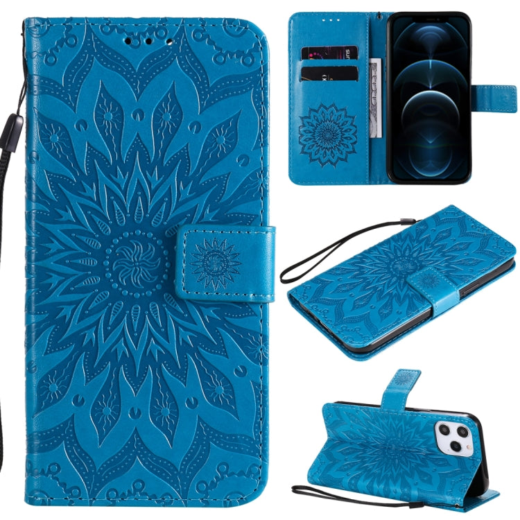 Pressed Printing Sunflower Pattern Horizontal Flip PU Leather Case Holder & Card Slots & Wallet & Lanyard, For iPhone 12 mini, For iPhone 12 / 12 Pro, For iPhone 12 Pro Max, For LG G9, For LG K41S & K51S, For LG K50S