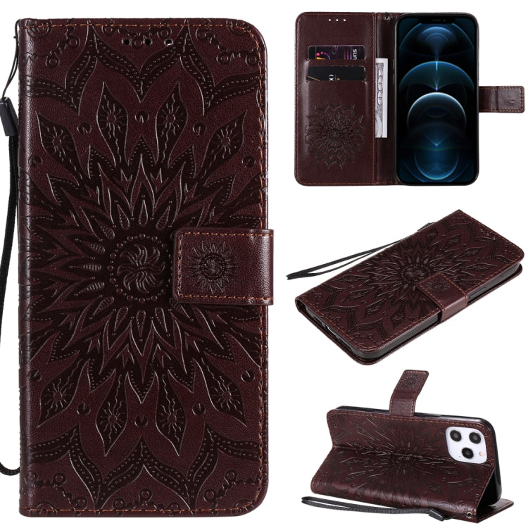 Pressed Printing Sunflower Pattern Horizontal Flip PU Leather Case Holder & Card Slots & Wallet & Lanyard, For iPhone 12 mini, For iPhone 12 / 12 Pro, For iPhone 12 Pro Max, For LG G9, For LG K41S & K51S, For LG K50S