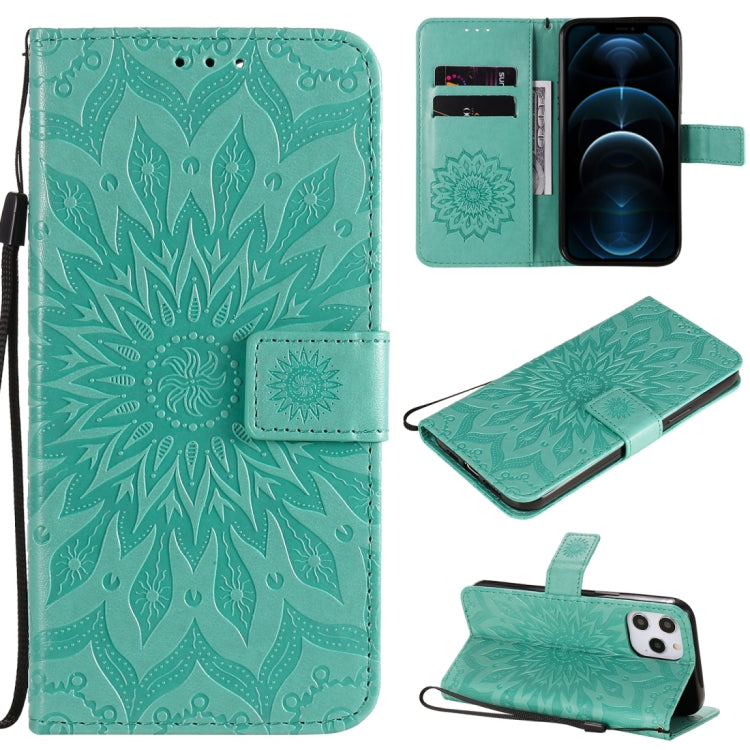 Pressed Printing Sunflower Pattern Horizontal Flip PU Leather Case Holder & Card Slots & Wallet & Lanyard, For iPhone 12 mini, For iPhone 12 / 12 Pro, For iPhone 12 Pro Max, For LG G9, For LG K41S & K51S, For LG K50S