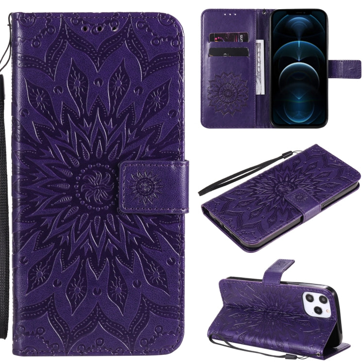 Pressed Printing Sunflower Pattern Horizontal Flip PU Leather Case Holder & Card Slots & Wallet & Lanyard, For iPhone 12 mini, For iPhone 12 / 12 Pro, For iPhone 12 Pro Max, For LG G9, For LG K41S & K51S, For LG K50S